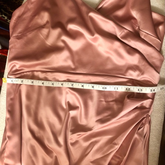 Parthea satin ruched side asymmetrical dress size Large - Picture 9 of 10